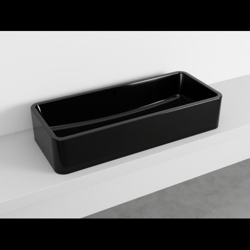 CIELO SHUI COMFORT Vasque à poser avec trop-plein Noir Brillant 100 x 42 x 20 h