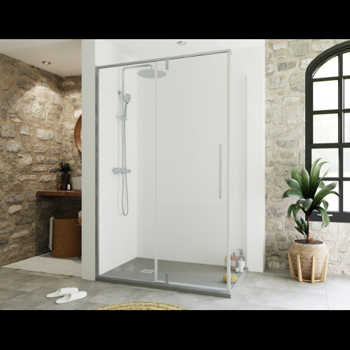 Collection S.8 98-100X200X0,8CM PAROI DE DOUCHE COULISSANTE TRANSPARENTE CHROME