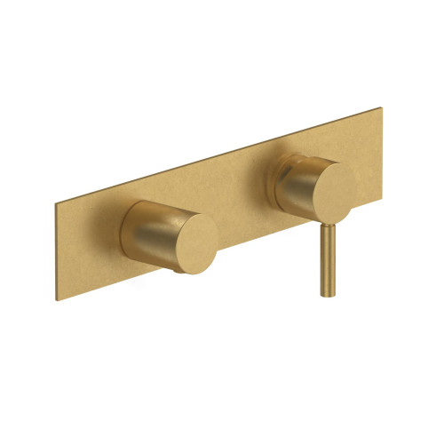 FANTINI Nostromo Mitigeur Douche Mural Inverseur 2 Voies À Encastrer Avec Plaque Pure Brass PVD