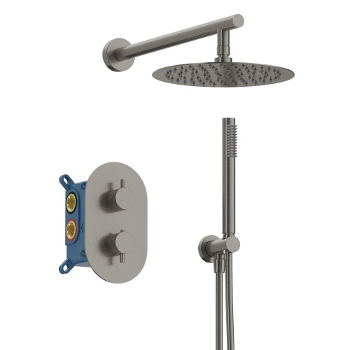 Collection L. KIT THERMOSTATIQUE DE DOUCHE MURAL NICKEL BROSSE